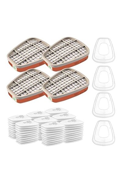 XMSZQU Set filtre mască 3M - 4 cartușe A1 6001, 80 filtre de bumbac P1 5N11CN, 4 capace de plastic, nivel KN95