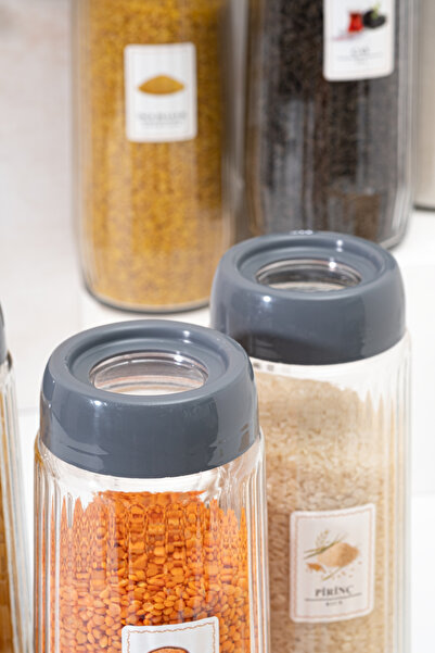 Homekolik 6-Piece Glass Storage Container Set with Lids and Labels – 1500 ml Leakproof Dry Food Jar Set