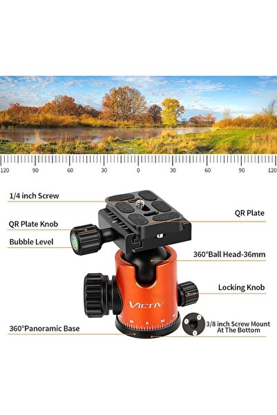 Victiv 2-in-1 Tripod/Monopod with 360° Ball Head, 59–195 cm (205 cm monopod), 10 kg Load, Aluminum, 2 Qu