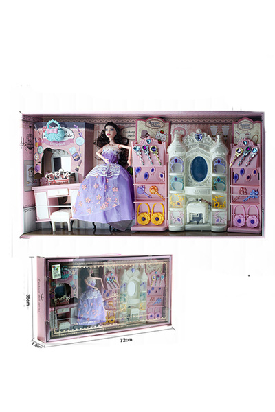 Other Fashion Doll with Wardrobe & Accessories – Purple Dress – Girls’ Play Set (72×36 cm)