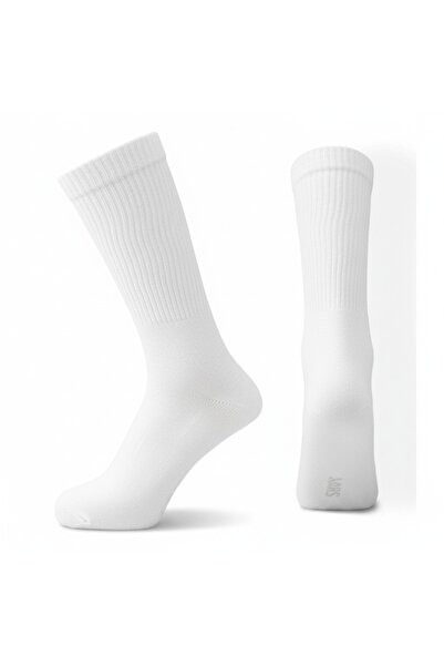 Silvy Men's Sports Half Towel Long Socks MSHL 1 White