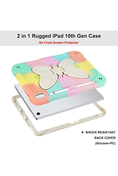 Coolden Protective Case for Apple iPad 10 (10.9", 2022) with Butterfly Stand and Stylus Holder, Mult