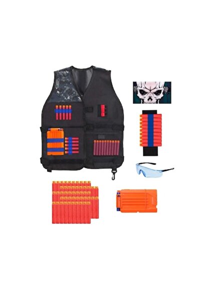 INNOCHEER Vest set compatible with Nerf N-Strike — 50 foam darts, safety goggles, clip, scarf, bracelet (Red