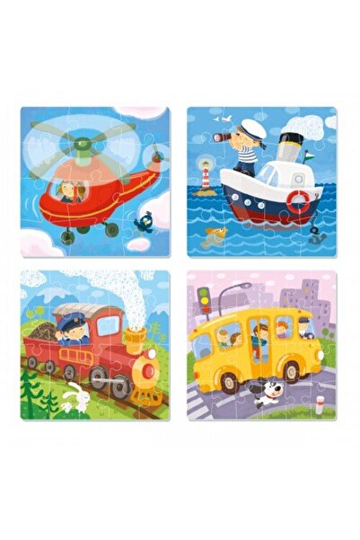 Dodo Puzzle 4 in 1 - Vehicule (12, 16, 20, 24 piese)