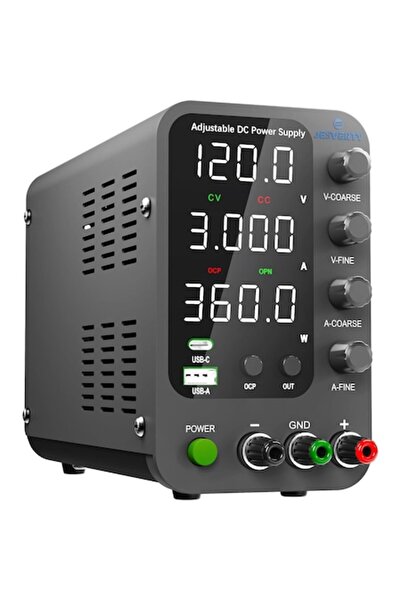 Jesverty Laboratory Power Supply 120V 3A with Coarse & Fine Adjustment, USB-C...