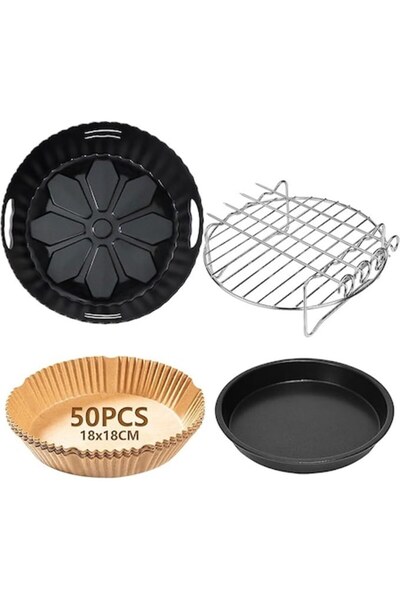 RUSSEL HOBBS Air Fryer Accessory Set 4x19 cm Grill, Pizza Tray & Silicone Lin...