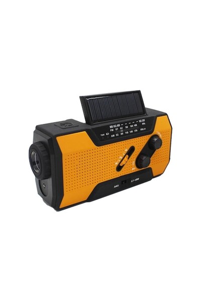 FosPower Radio portabil de camping cu baterie externă de 2000 mAh, panou solar, USB, AM/FM, lanternă LED și...