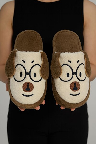 CihanShoes Köpek Nakışlı Sevimli Ev Terliği Kadın Ev Terliği Çeyiz Terliği 36...