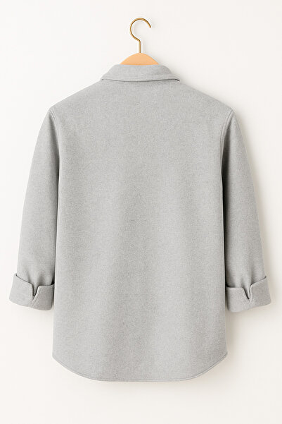 mavisima erkek giyimi Men's Soft Cashmere Oversized Jacket Shirt – Light Gray New Season