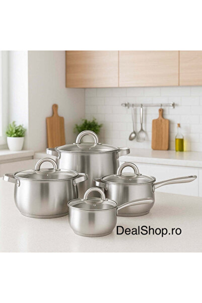 dealshopromania Set Oale Inox 16-18-20-24 cm cu Capace, Fund Capsulat, Compat...