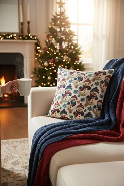 ANJEAHOME Sydney Christmas Patterned Throw Pillow Cover | 45X45 cm | Digital Printed | Stylish Design – Washable Fabric