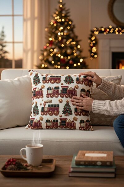 ANJEAHOME Sydney Christmas Patterned Throw Pillow Cover | 45X45 cm | Digital Printed | Stylish Design – Washable Fabric