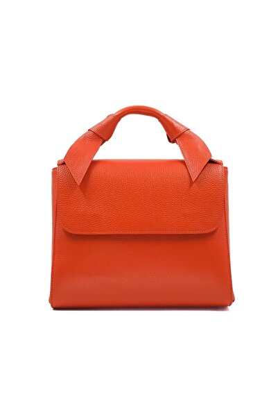 Posete Fagaras Filippa Leather Purse - Orange, Casual Bag Made of Genuine Leather, Handbag, Bags
