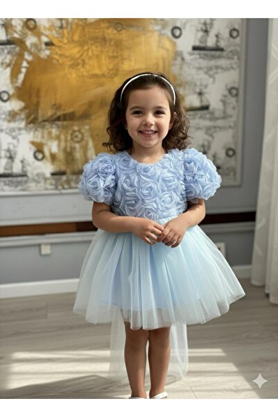 BİLGEN Style ROCHIE FATA CU MANELE BALON DETAIL DETAILAT CU COADA FĂRĂ PĂRĂ ROCHIE DE PETRECERE DE ZI DE NAȘTERE BUMBAC