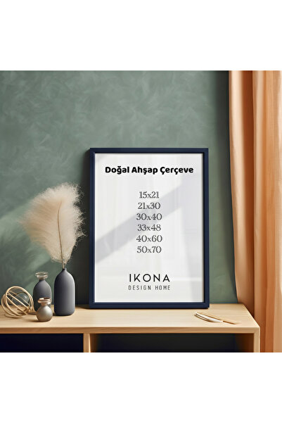 İkona Design Studio Doğal Ahşap Lacivert Çerçeve | Ahşap Çerçeve | Poster Çer...