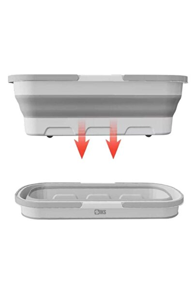 SIKS Foldable Basin With Small Wheels And Handles, Foldable Bucket, Ergonomic Design, Rectangular