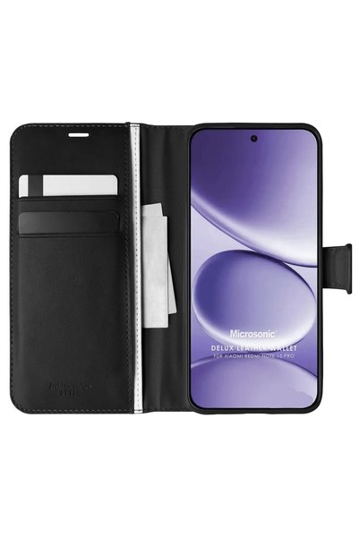 Microsonic Xiaomi Redmi Note 15 Pro Case Delux Leather Wallet Black