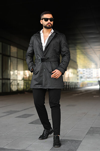 BASEL.CO S Slim Fit Long Leather Jacket with Fur Inside