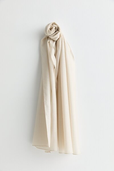 Nihan Keten Efektli Natural Şal Ekru