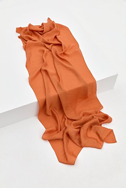 Nihan Tuğba Kazayağı Desen Şal Turuncu