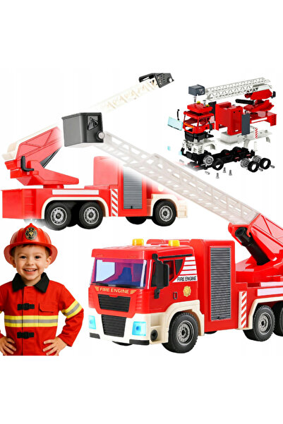 Gotel Autospecială de Pompieri 2-în-1 pentru Asamblare – Mașină cu Scară Mobi...