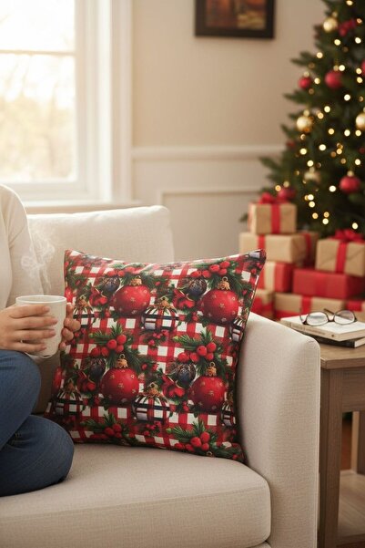 ANJEAHOME Sydney Christmas Patterned Throw Pillow Cover | 45X45 cm | Digital Printed | Stylish Design – Washable Fabric