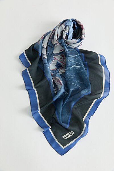 Nihan Floş Natural Fly Eşarp Mavi