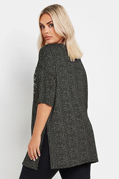 Stil Diva Plus Size Bicycle Collar Sequin Embroidered Slit Detailed Blouse303080