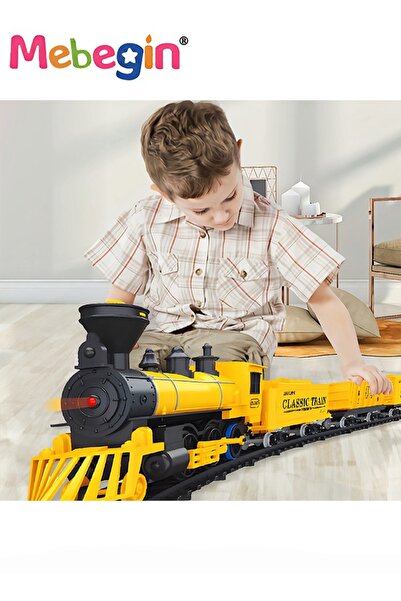 MEBEGIN مجموعة قطار كهربائي نموذجي للأطفال، سيارة شحن بمحرك مع مسار طويل، مجم...