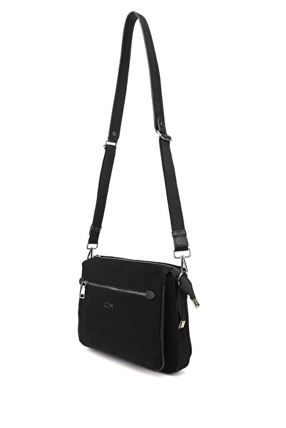GÖNDERİ(R) Women's Black Suede Long Strap Shoulder Bag