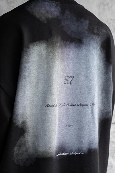 Machinist Ανδρικό μακρυμάνικο μπλουζάκι με αφηρημένο στάμπα μαύρο