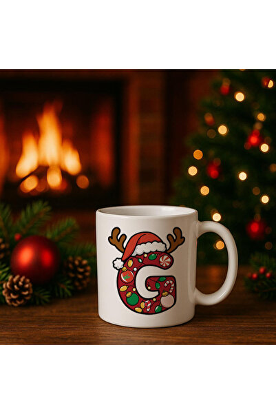 MODA فنجان قهوة تركي بتصميم حرف G لعيد الميلاد المجيد مطبوع