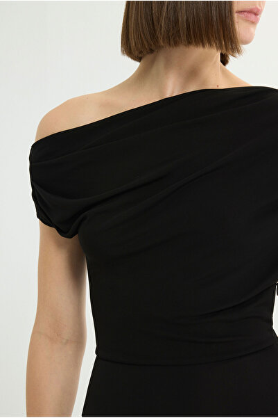 Love My Body Örme Tek Omuz Volanlı Elbise