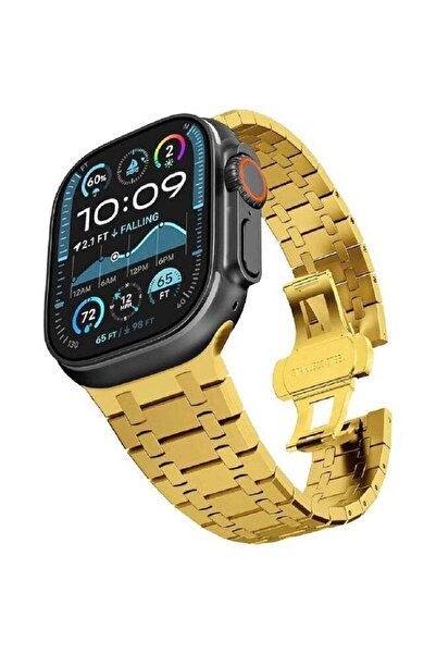 HYX سوار من الفولاذ المقاوم للصدأ لساعة Apple Watch - ذهبي (49/46/45/44/42 مم)