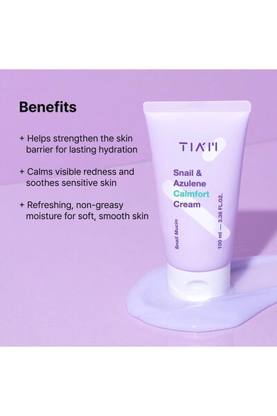 TİAM TIA'M Snail & Azulene Calmfort Cream 100 ml - Soothing Face Cream for Sensitive Skin