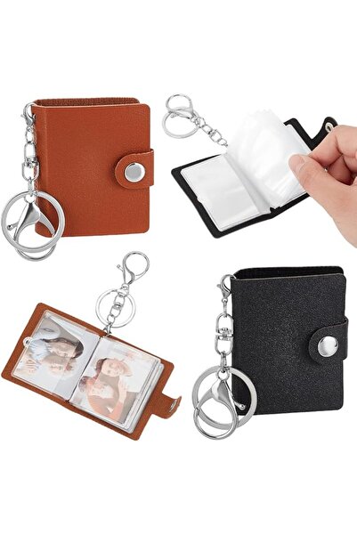 Yelajoy Small Photo Album Keychain – PU Leather Snap Closure, 2-Pack