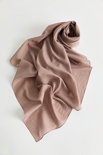 Nihan Keten Efektli Natural Eşarp Gül Kurusu