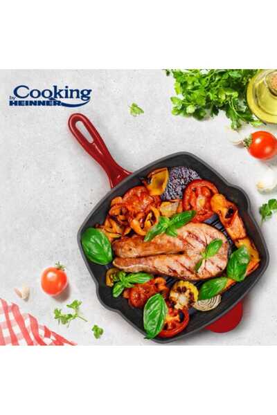 dealshopromania Tigaie grill fonta emailata Red Line Cooking by Heinner 26.5x4.5 cm tigaie gratar Gateste sanatos