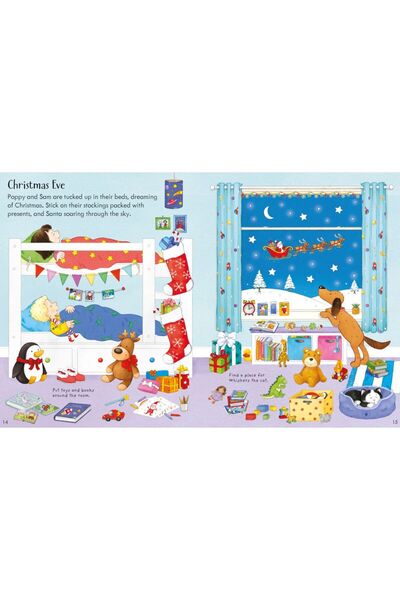 Usborne Carte de abțibilduri, CARTE DE ABȚIBILURI DE CRĂCIUN CU FPOPPY ȘI SAM,