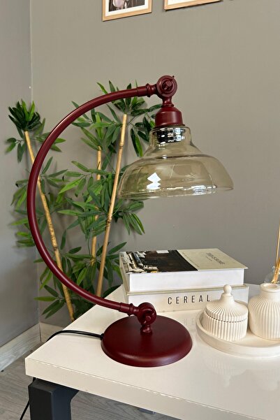 Bamyum Küçük Vishi Bal Rengi Cam Vişne Kuğu Gövde Masa Lambası Dekoratif Masa...