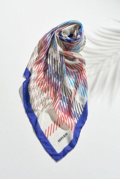 Nihan Desenli Soft Eşarp İndigo