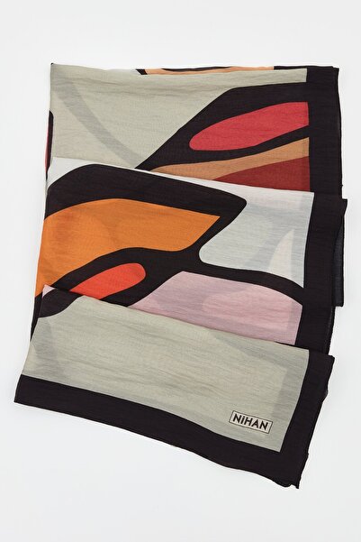 Nihan Viskon Dijital Desenli Şal Turuncu