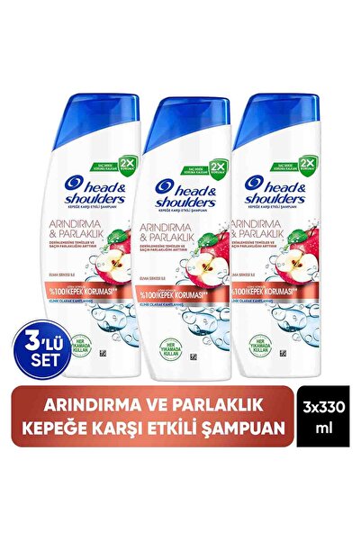 Head & Shoulders شامبو منقي ومشرق مضاد للقشرة بخل التفاح 330 مل × 3 قطع