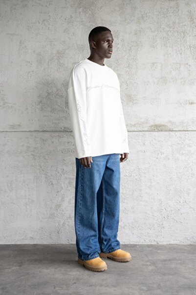 Machinist Ανδρικό μακρυμάνικο μπλουζάκι με τύπωμα εκρού