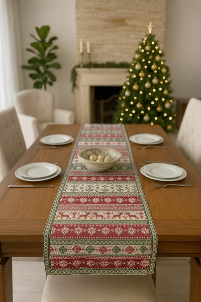 MODAFABRİK Christmas Patterned Colorful Runner