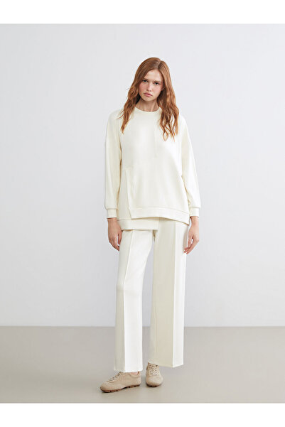 LC Waikiki Γυναικεία φούτερ KOOR SPORT με ελαστική μέση σε μπεζ χρώμα και απαλή αφή