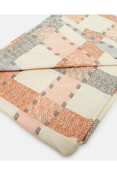 REDTAG Beige 3 Piece Checkered Flat Sheet (King Size)