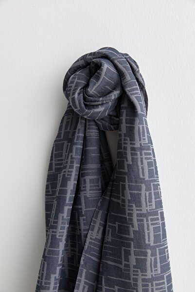 Nihan Geometrik Desen Jakar Şal Füme