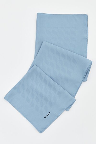 Nihan Jacquard Patterned Scarf Blue