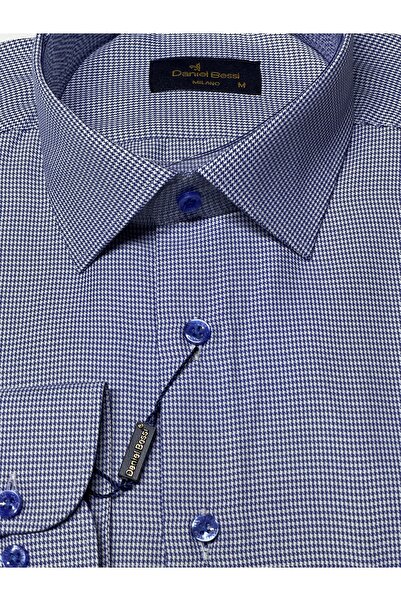 Daniel Bessi Long Sleeve Regular Fit Micro Patterned Classic Men's Shirt with Pockets Gml-460